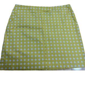 Larry Levine White &  Yellow Geometric Print Mini Skirt Size 14
